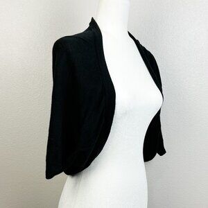 Black Short Sleeve Bolero Shrug Open Front Crop Cardigan y2k